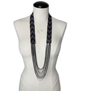 Layered Multi‎ Strand Seed Bead Necklace Chevron Pattern